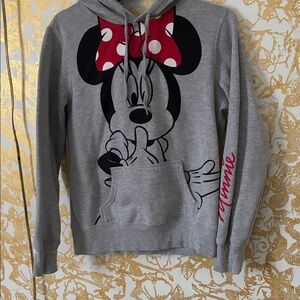 Disney Gray Minnie Mouse Hoodie with Red Bow